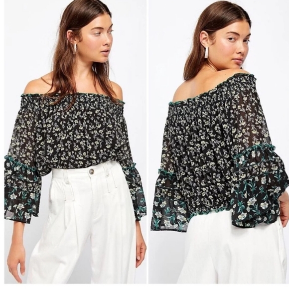 Free People Tops - Free People off-the-shoulder floral top large